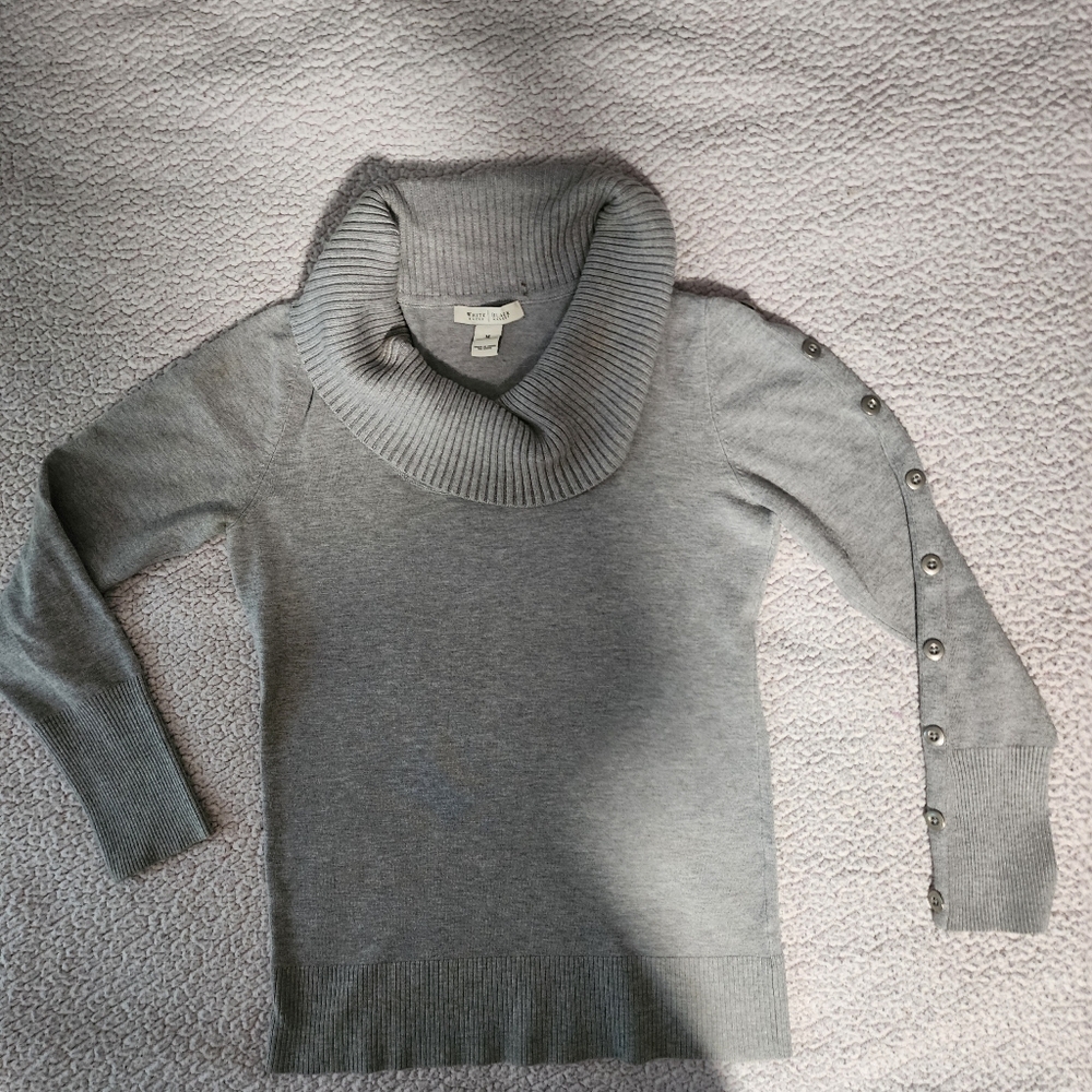 White House Black Market Classy Grey Cowl TurtleNeck Sweater - Picture 13 of 14
